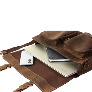 Porte-documents en cuir pour ordinateur portable 15 pouces, style classique, sac à bandoulière de bureau durable - Product Image 2
