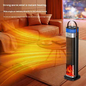 Elektrischer PTC-Heizlüfter für Zuhause mit Temperaturregler, schneller Flammensimulation, vertikal, tragbar, Fernbedienung, ABS, 2000W, energieeffizient - Product Image 2