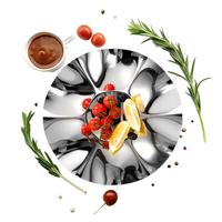 Plato de Frutas de Acero Inoxidable de Alta Gama con Forma de Flor para Decoración de Sala de Exposiciones y Almacenamiento