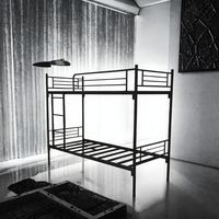 Lit superposé en métal robuste, pliable, moderne, gain de place, avec échelle intégrée, taille simple, pour chambre d'hôtel ou d'école, avec plateforme tubulaire