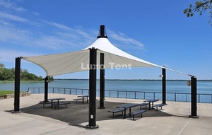 Tùy Chỉnh Khung Thép Pvdf Độ Bền Kéo Vải Không Thấm Nước Cảnh Quan Bóng Râm Tán Cấu Trúc Màng Cho Công Viên Cầu Vượt - Product Image 6