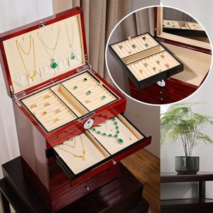 Tout-Organisateur Extra Large Armoire à Bijoux en Bois à 9 Couches 9 Tiroirs Verrouillables <span class=keywords><strong>Empreintes</strong></span> <span class=keywords><strong>Digitales</strong></span> Artisanat en Bois Boîtes en Bois Panneaux Muraux - Product Image 3