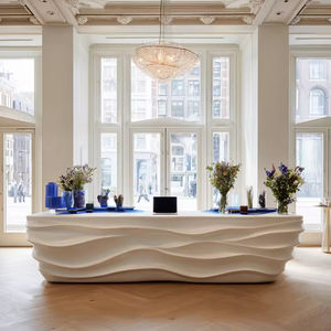 Mostrador de Recepción Extensible Moderno con Iluminación LED, Mostrador Curvo Impreso en 3D de Color Blanco para Hoteles y Espacios Comerciales de Centros Comerciales - Product Image 1