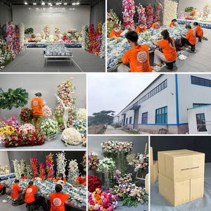 Sunwedding cuộn lên Hoa Tường Lụa Nhân Tạo hoa hồng đỏ hoa tường trang trí đám cưới tường Bảng điều khiển bối cảnh - Product Image 4