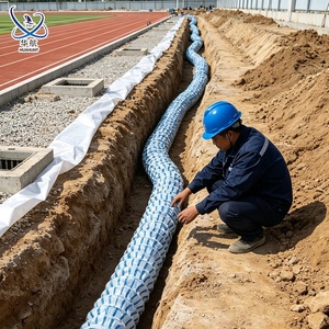 Tuyau de drainage aveugle moderne en <span class=keywords><strong>géotextile</strong></span> perméable avec filtre, noyau en fil d'acier flexible, pour drainage souterrain des infiltrations Huahunt - Product Image 4