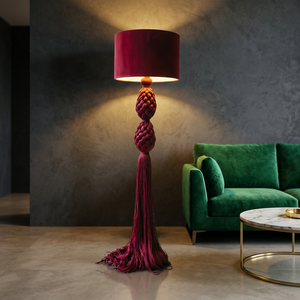 Artisan Knotted Tassel Standing Lamp Sturdy Iron Support Cotton Macrame <b>Lampshade</b> Custom Color Dimension Floor Light for Cafe - Product Image 6