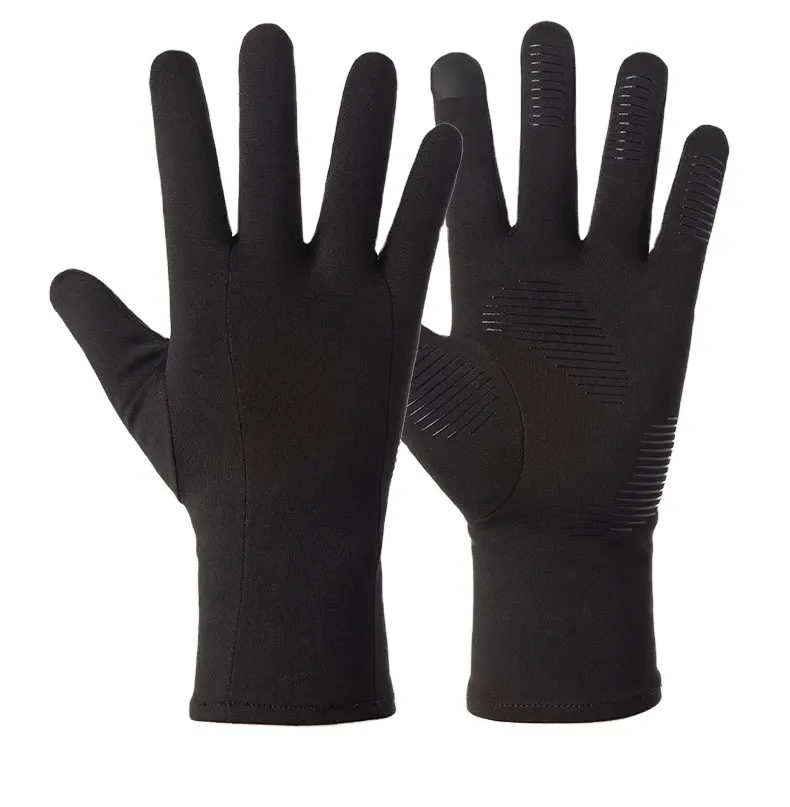 Customize Touchscreen Water Resistant Silicone Gel Palm Fleece Lining Winter Warm Cycling Running Gloves