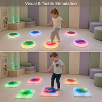 Dalles de sol liquides interactives sensorielles à LED, alimentées par batterie, qui changent de couleur, pour une ambiance de pierres en cascade