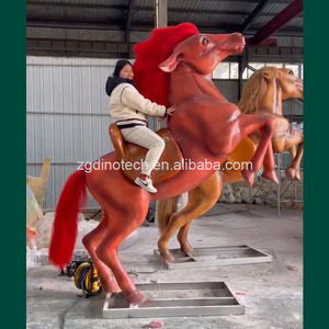 Cheval animatronique rouge fait main pour parc à thème ou équipement d'équitation robotique Akhal Teke pour enfants - Product Image 2
