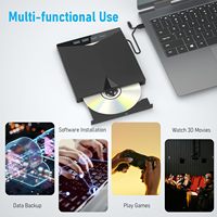 Drive DVD Eksternal 7-In-1 USB 3.0 Tipe-c CD DVD Burner Writer Drive Portabel Pembaca Kartu SD/TF untuk Laptop Desktop Windows MacOS
