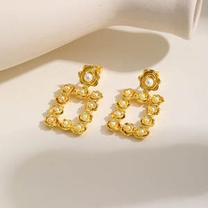 Pendientes de Perlas de Acero Inoxidable, Diseño Sencillo y Moderno, Estilo Europeo y Americano - Product Image 3