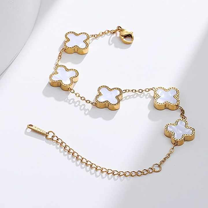 18K Gold Clover Bracelet, Lucky Clover Bracelet, Women's Simple , niche