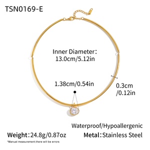 Minimalist Zircon Pendant <strong>Choker</strong> <strong>Necklace</strong> Stainless Steel 18K Gold Plated Bezel Set Clear Cuff Collar <strong>Necklaces</strong> for <strong>Women</strong> - Product Image 6