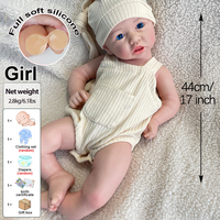 Poupées Reborn en Silicone Solide Douce et Squishy Baby Doll Prendre Douche 18 Pouces 44Cm Yeux Ouverts Reborn Bébé Fille pour Petits Enfants