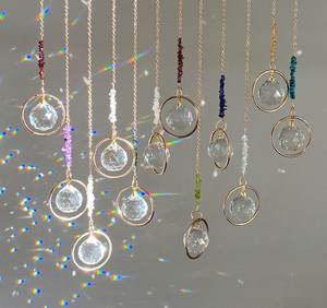 Atrapasueños <span class=keywords><strong>de</strong></span> cristal <span class=keywords><strong>de</strong></span> grava arcoíris <span class=keywords><strong>de</strong></span> piedra <span class=keywords><strong>de</strong></span> viruta Natural colgante <span class=keywords><strong>de</strong></span> bola <span class=keywords><strong>de</strong></span> cristal grande carillón <span class=keywords><strong>de</strong></span> viento atrapasoles para la decoración del coche del hogar - Product Image 2