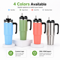 Gobelet de voiture 30 oz, en acier inoxydable 304 avec poignée et couvercle à paille, compatible avec les porte-gobelets de voiture, prêt à être expédié, logo personnalisé pour la vente en gros