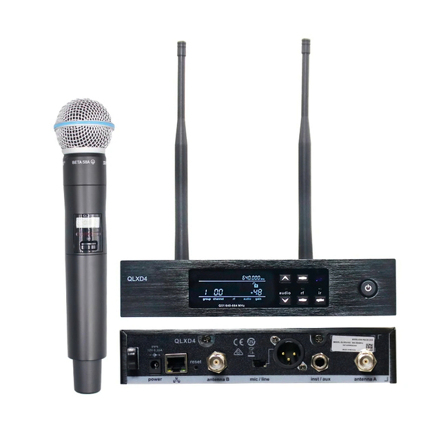 QLXD4 B58 UHF True Diversity Wireless Handheld Microphone System with XLR Connector for Karaoke Stage Performance