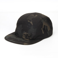 Gorra Retro 65% Poliéster 35% Algodón para Campamento y Senderismo, con Estampado Digital Verde Camuflaje, Visera Plana, Estilo Trucker, con Logotipo Personalizado