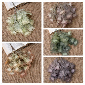 Bouquet de Plumes de Paon Artificielles CallaFloral, Bourgogne, Café, Vert, Jaune Foncé, Plastique, Décoration Intérieure - Product Image 3