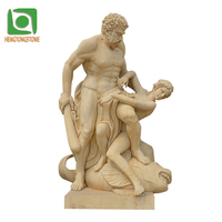 Célèbre Grec Pierre Extérieure Statue D'homme Nu Avec Serpent Sculpture