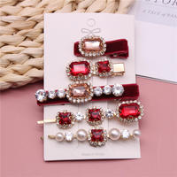 Corée doux Barrettes strass Haarklammer mignon Vintage cristal fantaisie pinces à cheveux mode cristal perle fille cheveux accessoires