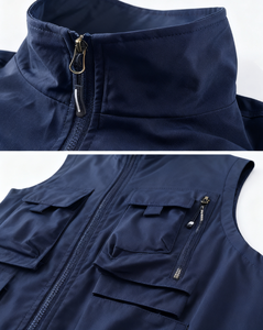 Nuovo gilet estivo da lavoro da uomo Outdoor Multi tascabile, canottiera, gilet da viaggio, ampio oversize - Product Image 4