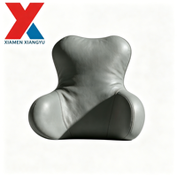 Support lombaire en cuir gris de qualité supérieure, coussin ergonomique à ailes latérales pour siège de voiture et chaise de bureau, soulagement des douleurs lombaires