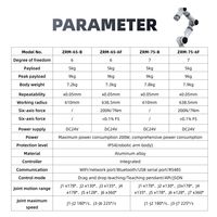 Bras robotiques ZBDynamiX ZRM-65-B, bras robotisé humanoïde à 6 axes haute précision pour la préhension, le contrôle de précision et la manutention des matériaux