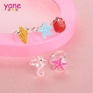 Fashion Alloy Hot Sale Factory Price Seahorse Starfish <strong>Conch</strong> Set Fashion <strong>Ring</strong> for Baby Girls Metal Plastic Jewelry Finger <strong>Ring</strong> - Product Image 5