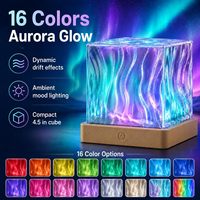 Lampe de projection d'ondes océaniques carrée RGB avec télécommande, lumière d'ambiance créative 3D à effet d'ondulation d'eau, lampe décorative de chevet