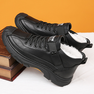 Stivali Casual da Uomo in <span class=keywords><strong>Ecopelle</strong></span> a Mezza Altezza, Doppio Rivestimento in Lana e Rete, Cinturino Elastico, Antiscivolo, Scarpe Invernali con Suola Rialzata - Product Image 6