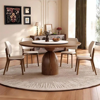 Juego de Comedor Moderno Minimalista de Estilo Escandinavo con Mesa Redonda de Madera Sólida para Apartamentos y Hoteles