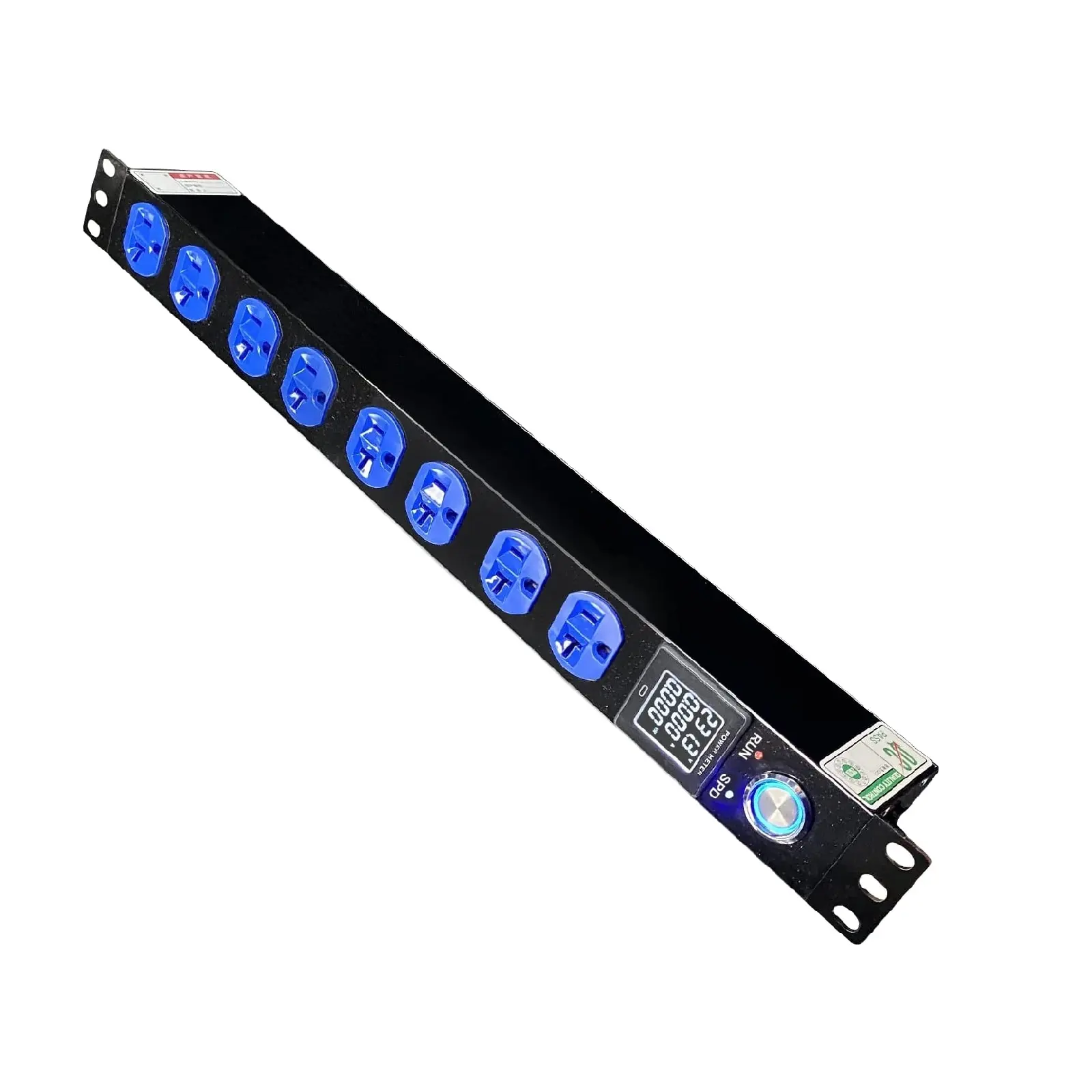 Power Distribution Unit 19'' 1U Power Strip Rack Mount 8 NEMA 5-20R Outlet with OLED Screen Metered PDU Surge Protector