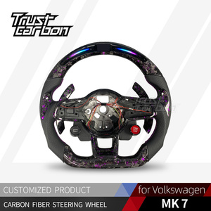 Volante Deportivo Personalizado de Fibra de Carbono Real con LED para Volkswagen <span class=keywords><strong>Golf</strong></span> Mk7 GTI <span class=keywords><strong>R</strong></span> GTD Sport Tiguan Scirocco GTS 2015-2019 - Product Image 2