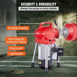 250W 66FT X 5/8In Machine de nettoyage de drain d'alimentation manuelle Tarière de serpent sectionnelle pour un nettoyage efficace des drains - Product Image 6