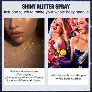 Usine en gros végétalien surligneur brillant spray pailleté pour visage cheveux corps diamant poussière paillettes spray miroitant vêtements de fête - Product Image 4