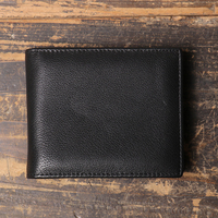 Dompet Kulit Sapi Hitam untuk Pria Kulit Asli Minimalis RFID Tempat Kartu Pendek