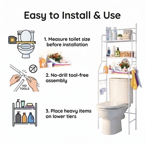 Estantes Metálicos para Baño de 3 Niveles, sin Necesidad de Taladrar, Organizadores Multiusos para Inodoros - Product Image 5