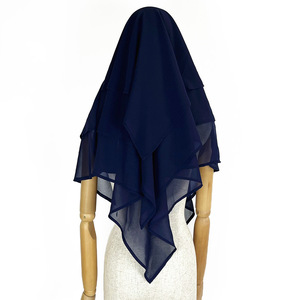 Niqab en mousseline de <span class=keywords><strong>soie</strong></span> respirante à trois couches pour femmes musulmanes traditionnelles Niqab Khimar Hijab Eid Ramadan <span class=keywords><strong>Soie</strong></span> De M Style - Product Image 3
