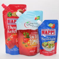 Pochette de ketchup recharge colorée avec impression personnalisée petite pochette de bec de mayonnaise en plastique emballage de sauce chili sauce pour pâtes