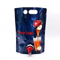 Doypack personnalisé avec bec verseur 1,5L 2L 3L pour jus, vin, boissons, distributeur, pochette souple, sac en boîte, valve, robinet, fournisseur en gros d'usine OEM