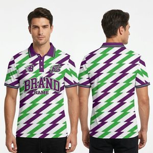 Polos de <span class=keywords><strong>Hombre</strong></span> al por Mayor, Polos de Golf de Alta Calidad con Impresión Digital, Polos Transpirables con Rayas Verdes - Product Image 3