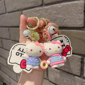 Аниме мультфильм женщина Новый kawaii Hello Kitty брелок симпатичный Кот ПВХ мягкая резина ребенок Куклы автомобиль брелок цепочка сумка маленький кулон