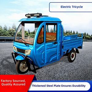 1200W Enclosed Heavy-Duty Electric Agricultural Cargo Tricycle with <b>Canopy</b> High-Climbing Capability, Open Cargo <b>Bed</b> - Product Image 5