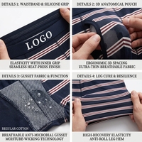 Caleçons Boxers Homme OEM Rayés en Coton et Spandex Respirants avec Ouverture Frontale et Poche de Soutien, Taille Élastique Personnalisable