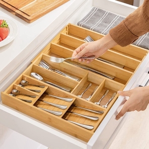 Extendable Bamboo <b>Kitchen</b> Utensil Organizer <b>Storage</b> <b>Box</b> with Knife Holder Bamboo Knife <b>Storage</b> <b>Box</b> - Product Image 4