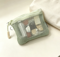 Dompet Koin Mini Polyester Pendek Anti Maling Tahan Air dengan Ritsleting Jaring Sarang Lebah Lapis Ganda Logo Kustom Promosi