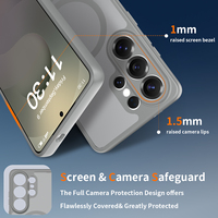 Coque magnétique tendance pour Samsung S26 Ultra avec protection d'objectif, finition gris effet peau, compatible Samsung S26, S25, S24
