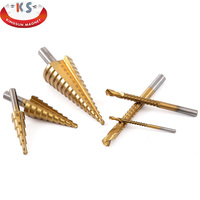 5 pièces foret étagé rainuré en spirale en acier à grande vitesse HSS robuste pour un forage de puits plus rapide pour le travail du métal-ensemble 001