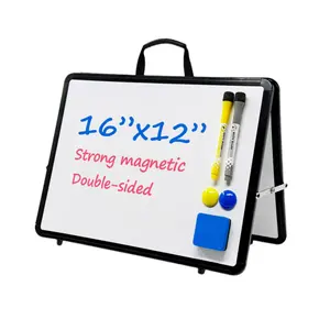 Papan tulis putih penghapus kering kecil 12*16 inci Mini Desktop dua sisi papan tulis papan magnet lipat untuk anak-anak menggambar Sekolah